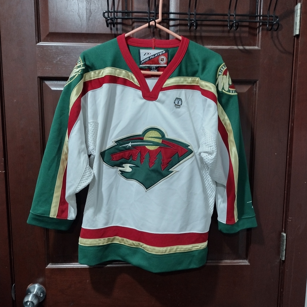 90s NHL Pro Player Minnesota Wild Embroidered Mens Hockey Jersey Men’s SZ L/XL